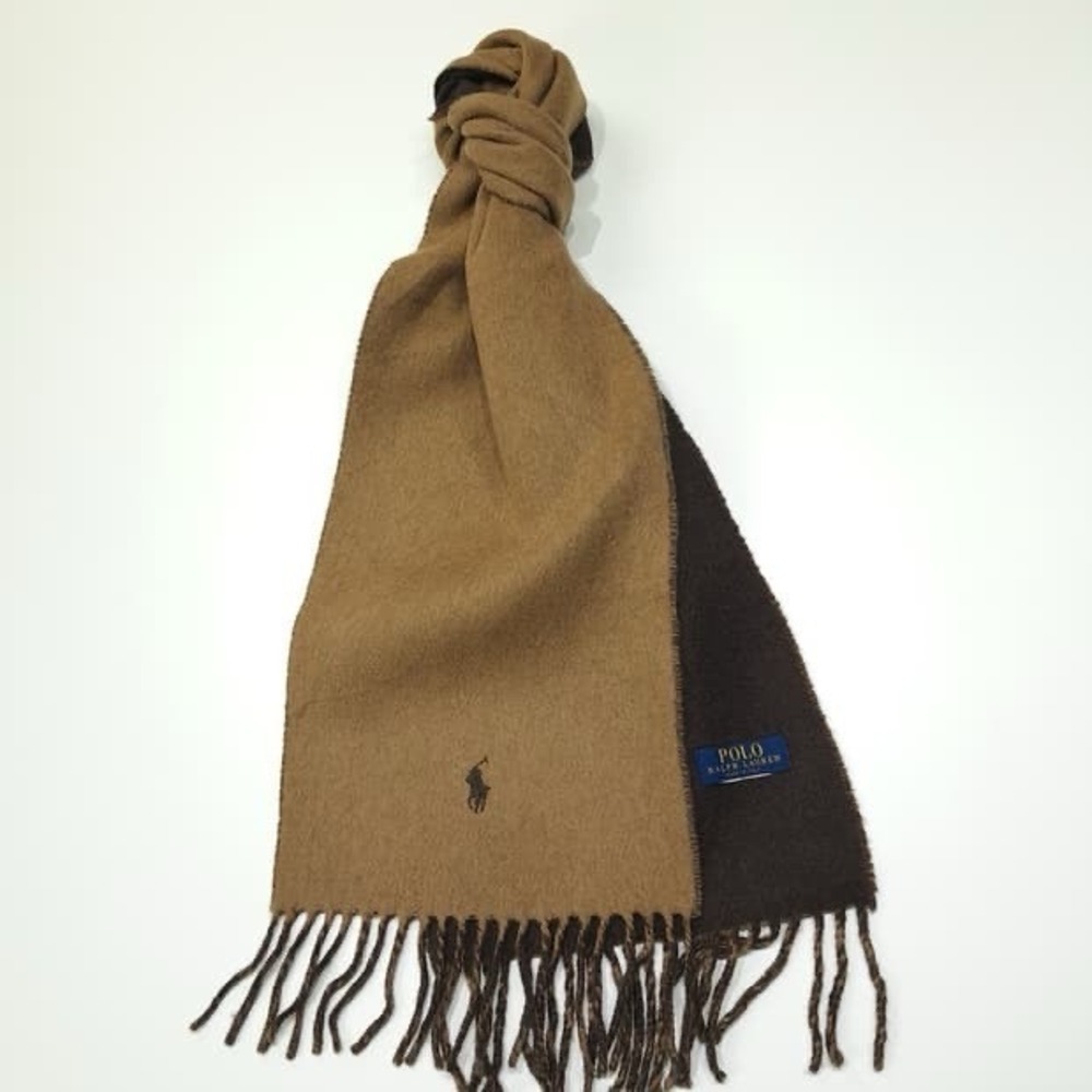 Polo Ralph Lauren Two Tone Virgin Wool Made In Italy Scarf Unisex 74x10"